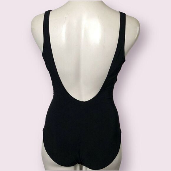 Gottex Black Beaded V-Neck Cross Over Surplice One Piece Swimsuit NOS $188 - Picture 3 of 15
